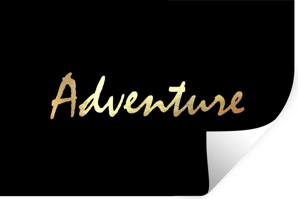 MuchoWow Wandtattoo Wandsticker Wandaufkleber Zitat - Abenteuer - Gold 90x60 cm Selbstklebend und Repositionierbar - Aufkleber