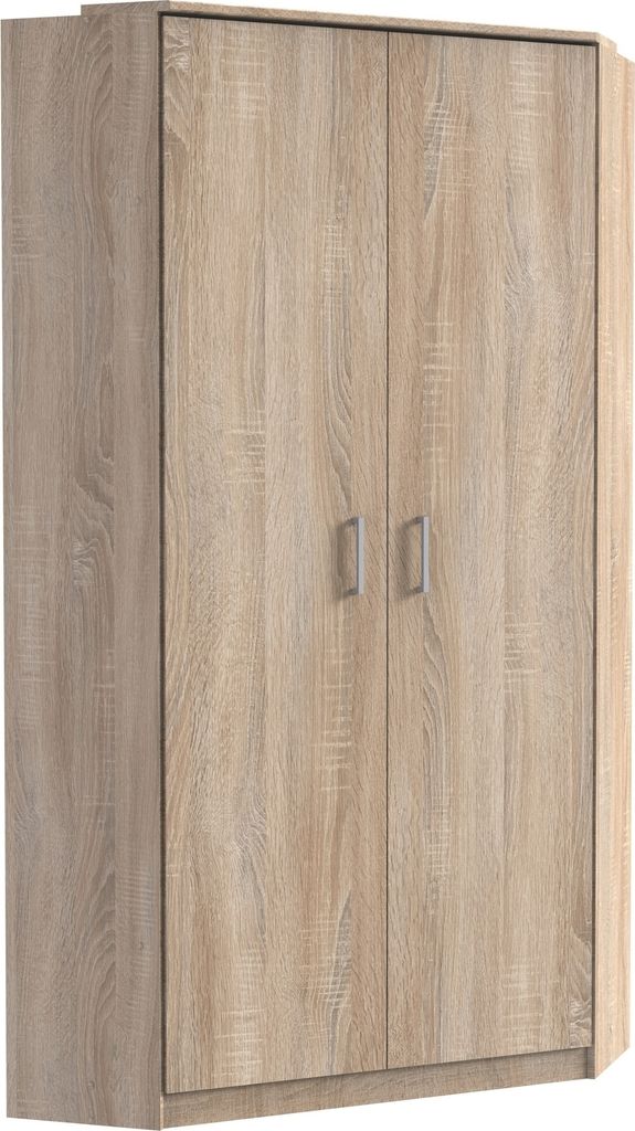 Eckkleiderschrank >Click< in Eiche Sägerau Nachbildung - 95x198x95 (BxHxT)