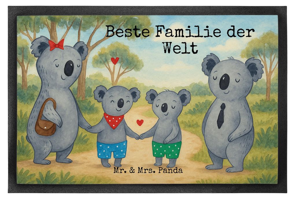 Mr. & Mrs. Panda Schmutzmatte Koala Familie zwei Design 50 x 75 cm - Weiß - Geschenk, Fussmatte, Muttertag, Zusammen, Schuhabstreifer, Türvorlege...