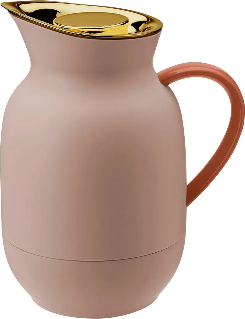Stelton Isolierkanne Amphora für Kaffee, Kaffeekanne mit Glaseinsatz, Thermokanne, Kunststoff, Soft Peach, 1 Liter, 221-2