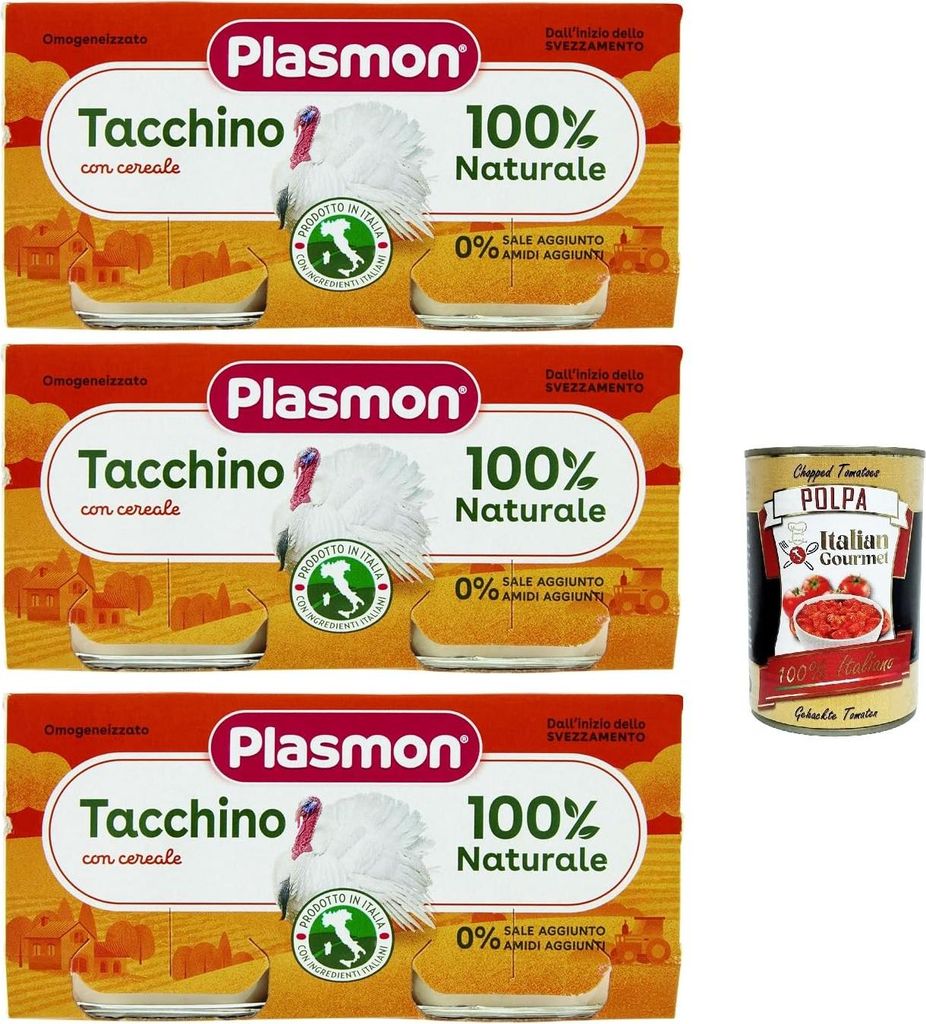 Plasmon Carne Tacchino e cereale 3x (2x80g) Mit italienischem Fleisch, 100% natürlich, ohne Stärken und Räume hinzugefügt + Italian Gourmet pol...