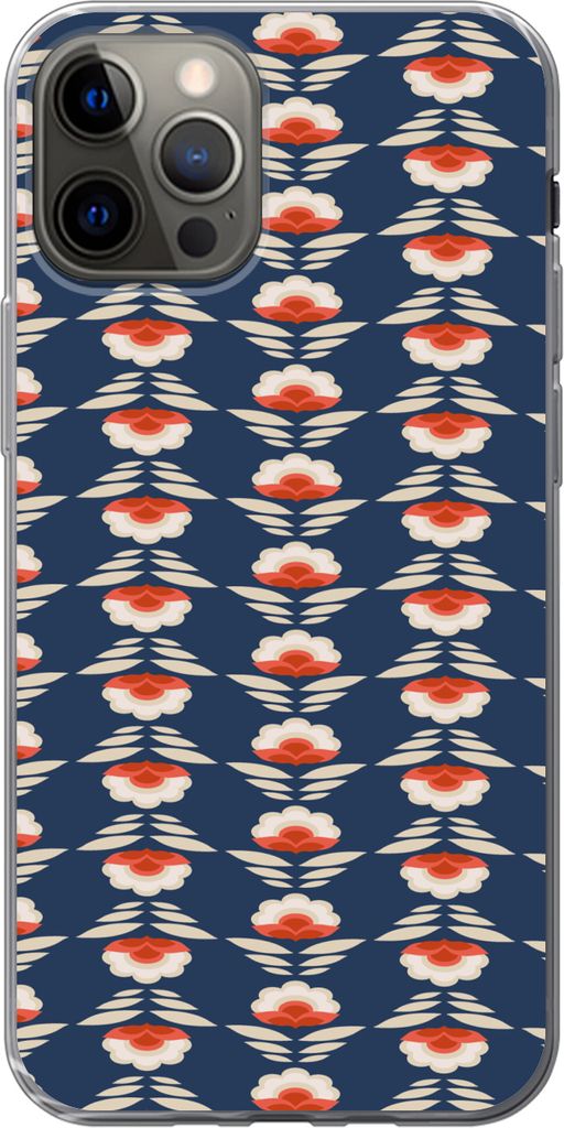 MuchoWow Handyhülle Schutzhülle Hülle für Telefoonhoesje iPhone 12 Pro Muster - Abstrakt - Blumen Silikon Softcase Handy Hülle - Abdeckung