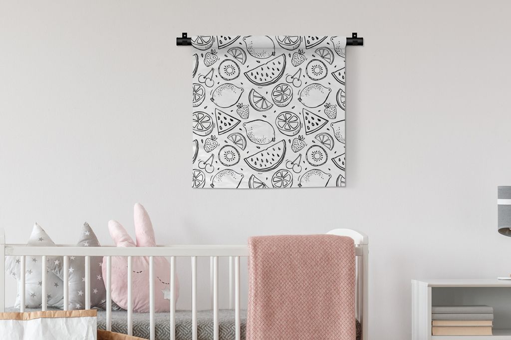 MuchoWow® Wandteppich Wandbehang Zitrone - Kirsche - Produktbild 
