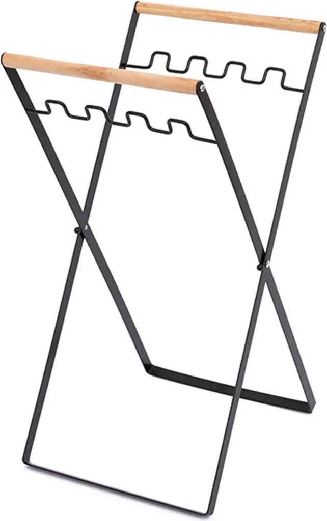 Porte-sac poubelle portable en métal noir robuste pour les pique-niques