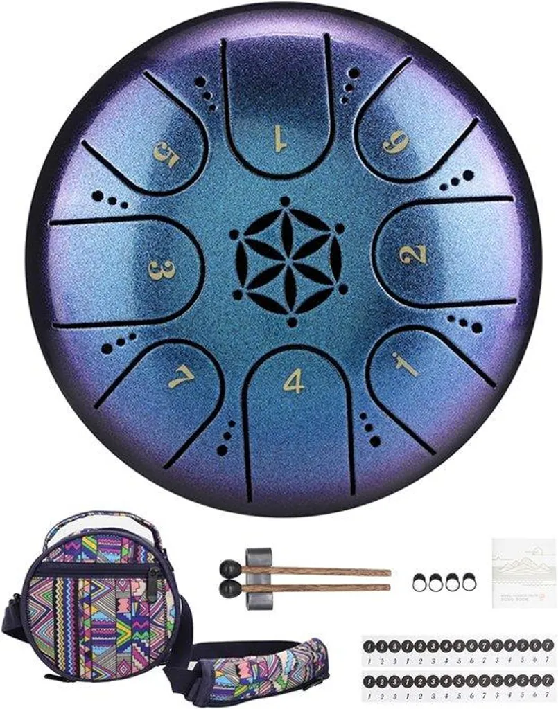 Instrument de Méditation : Tongue Drum Bleu et Bol Chantant Sonore