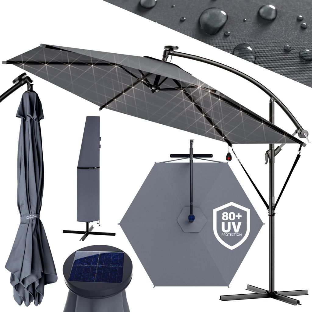 KINGSLEEVE® Parasol déporté anthracite Ø 300cm Pare-soleil Image du produit 