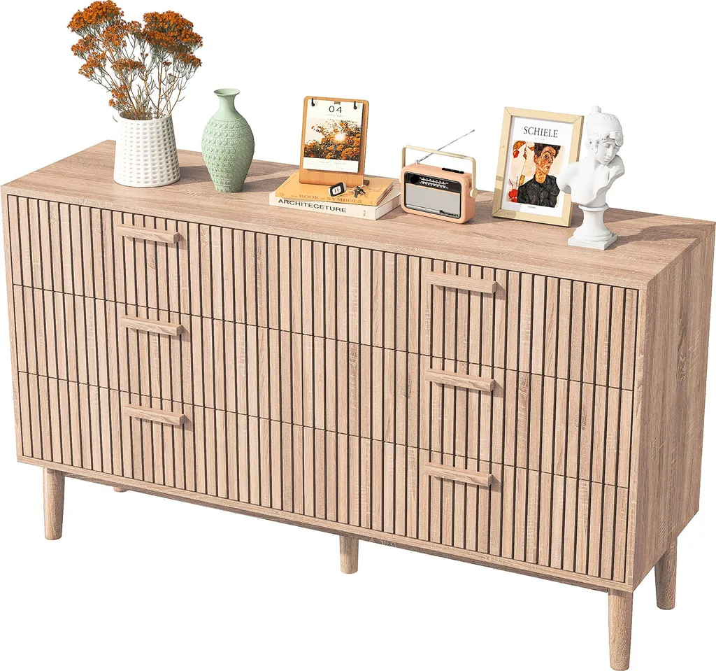 Commode 6 tiroirs anthracite design moderne poignées élégantes
