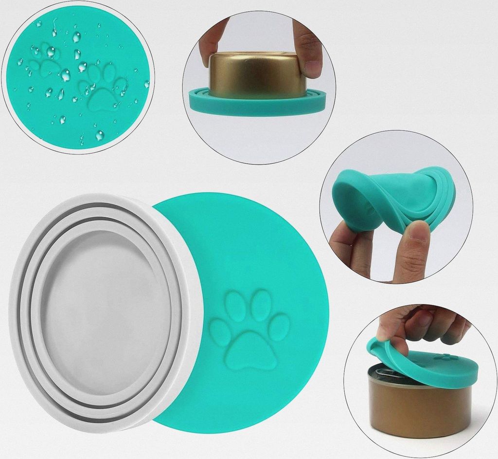 2 Stk Tierfutter-Dosendeckel mit 2 Löffeln und Netter Katzentatzenmuster für Dosenfutter für Hunde- und Katzenfutter Passt auf Fast Alle Futterd...
