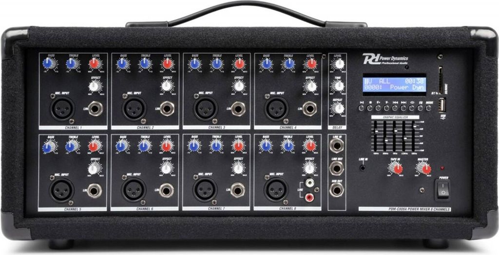 Power Dynamics PDM-C805A 8-Kanal-Mixer mit Verstärker, USB-und SD-Slot