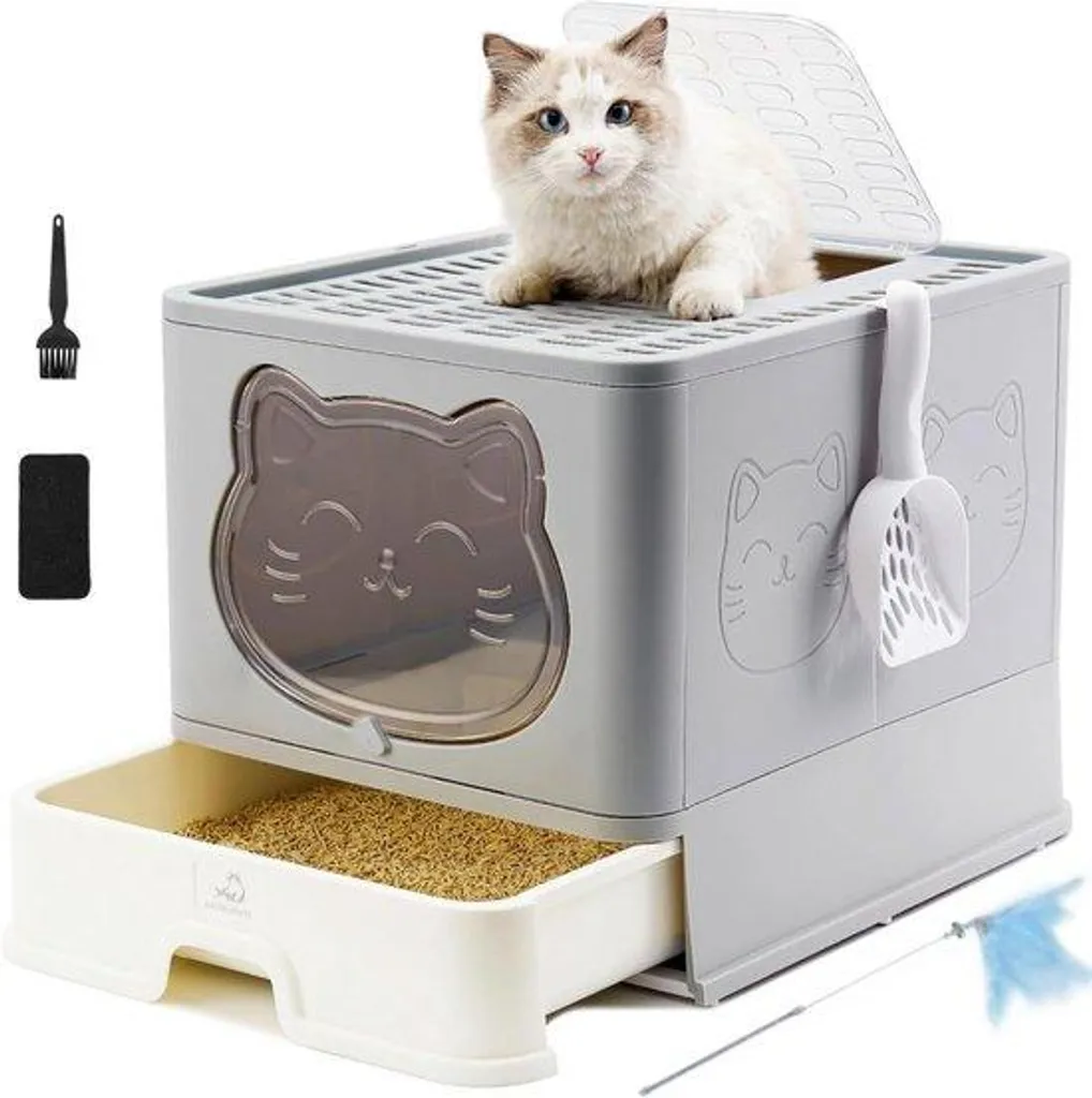 Grande Litière pour Chat à Nettoyage Facile avec Système de Tiroir