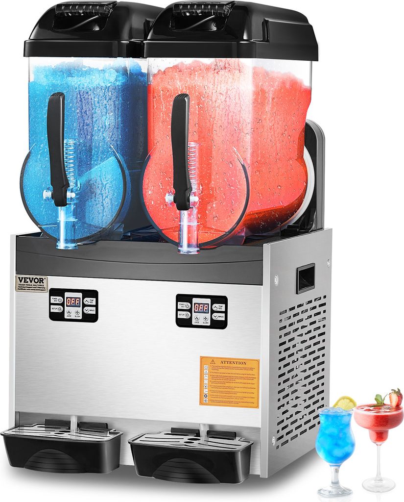 VEVOR kommerzielle Slush-Maschine 12 L x 2 Doppeltank Slush-Eismaschine Slushy Machine für gefrorene Getränke, 96 Tassen Margarita-Smoothie-Maschine