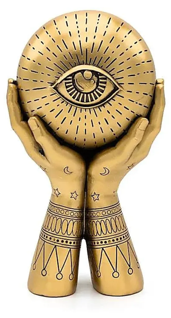 Déco Mains Oeil Qui Voit Tout Couleur Or - Statuette Mystique 22 cm