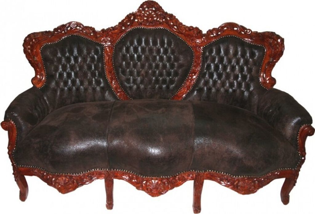 Casa Padrino Barock Sofa Garnitur King Braun / Braun - Barock Möbel
