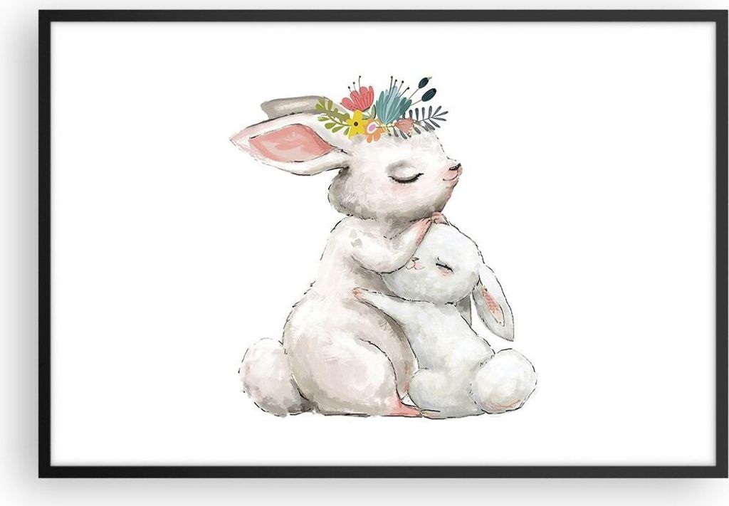 Gerahmtes Poster - Schwarzer Rahmen - Kaninchen Hase Kinder Produktbild 