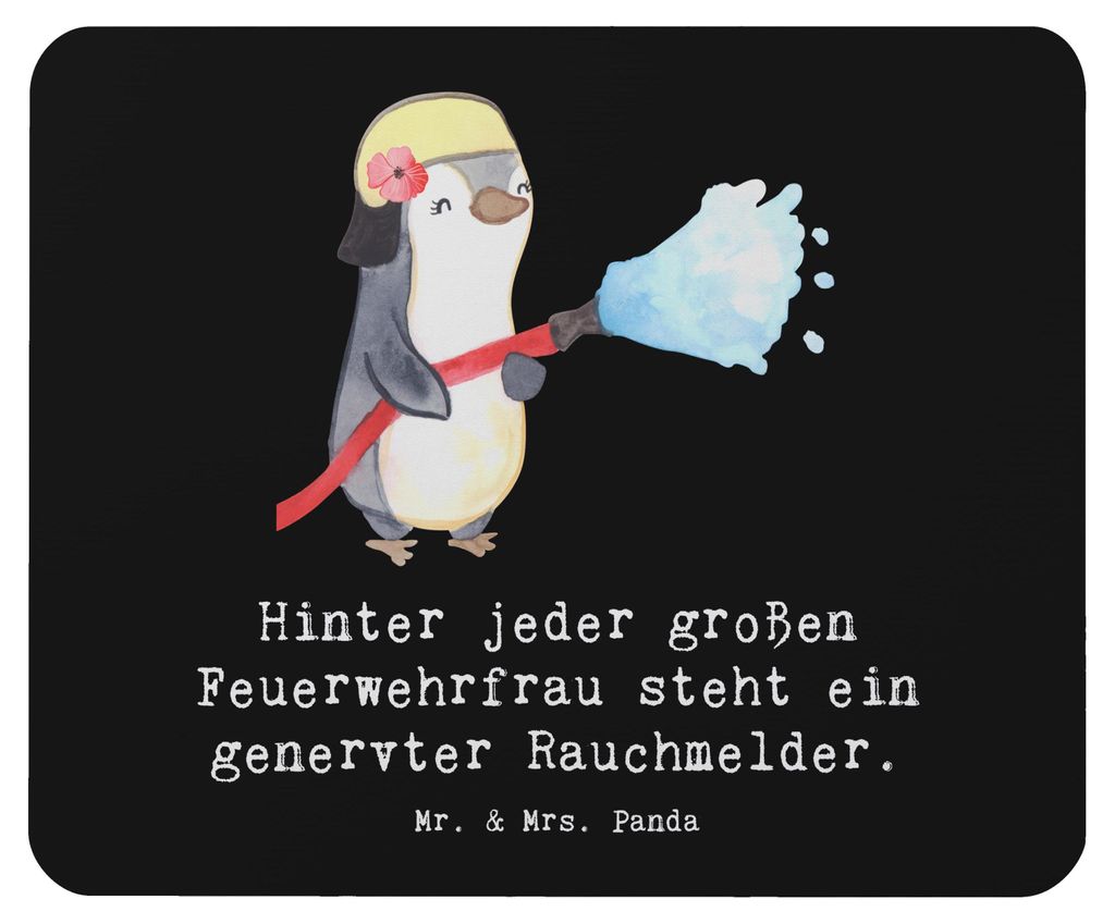 Mr. & Mrs. Panda Mousepad Feuerwehrfrau Humor - Schwarz - Geschenk, mousematte, handgefertigte Produkte, Leben retten, Anerkennung, Berufsliebe, Be...