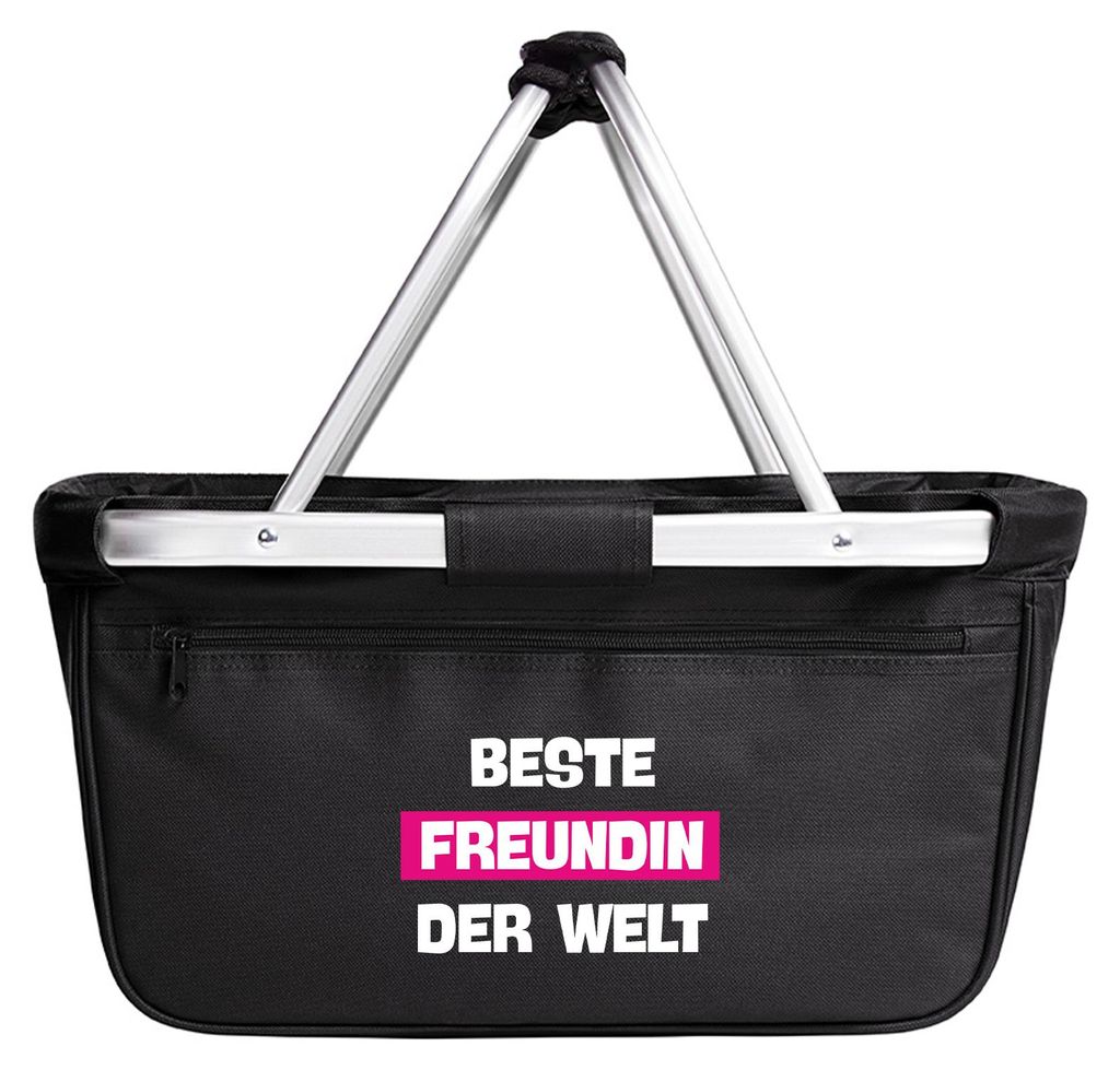 Huuraa Einkaufskorb Beste Freundin der Welt 20 Liter Black faltbarer Tragekorb Geschenkidee