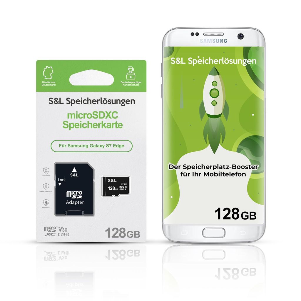 microSD Speicherkarte S&L für Samsung Galaxy S7 EDGE - Speicherkapazität: 128 GB