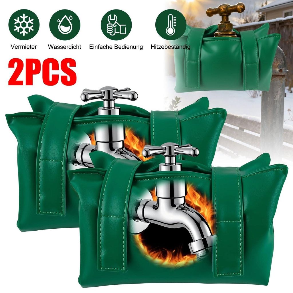 2 Stück Wasserhahn Abdeckung Beutel für Wasserhahn, Wasserdicht, Frostschutz, Kältebeständig, Thermoschutz für Garten Wasserhahn