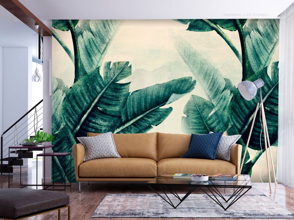 Vlies Fototapete tropische Blätter 400x280 cm Tapeten Wandtapete XXL Pflanze Jungle Natur wie gemalt b-C-0952-a-d