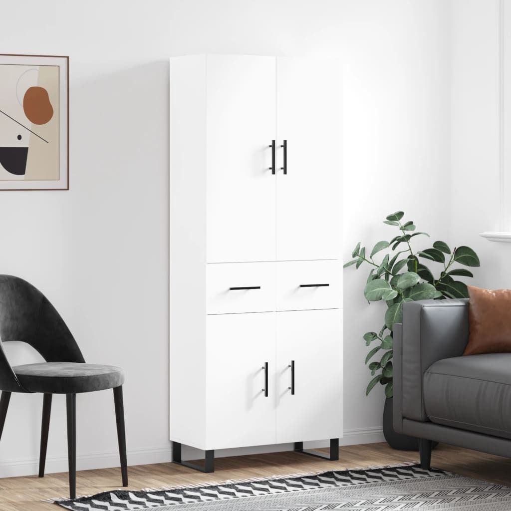 The Living Store Highboard Weiß 69,5x34x180 cm Holzwerkstoff
