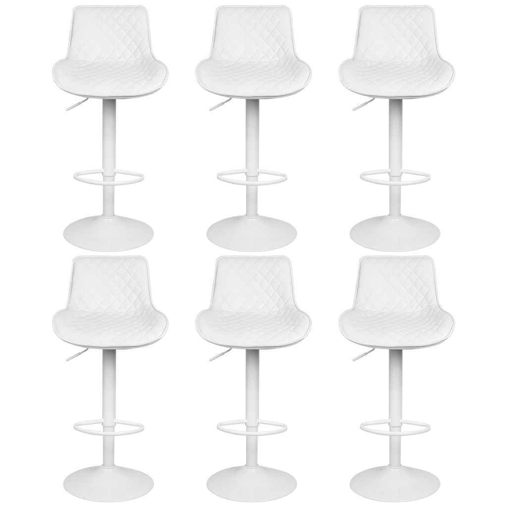Barhocker 6er Set Barstuhl Tresenstuhl Küchenhocker Drehhocker Höhenverstellung Weiß