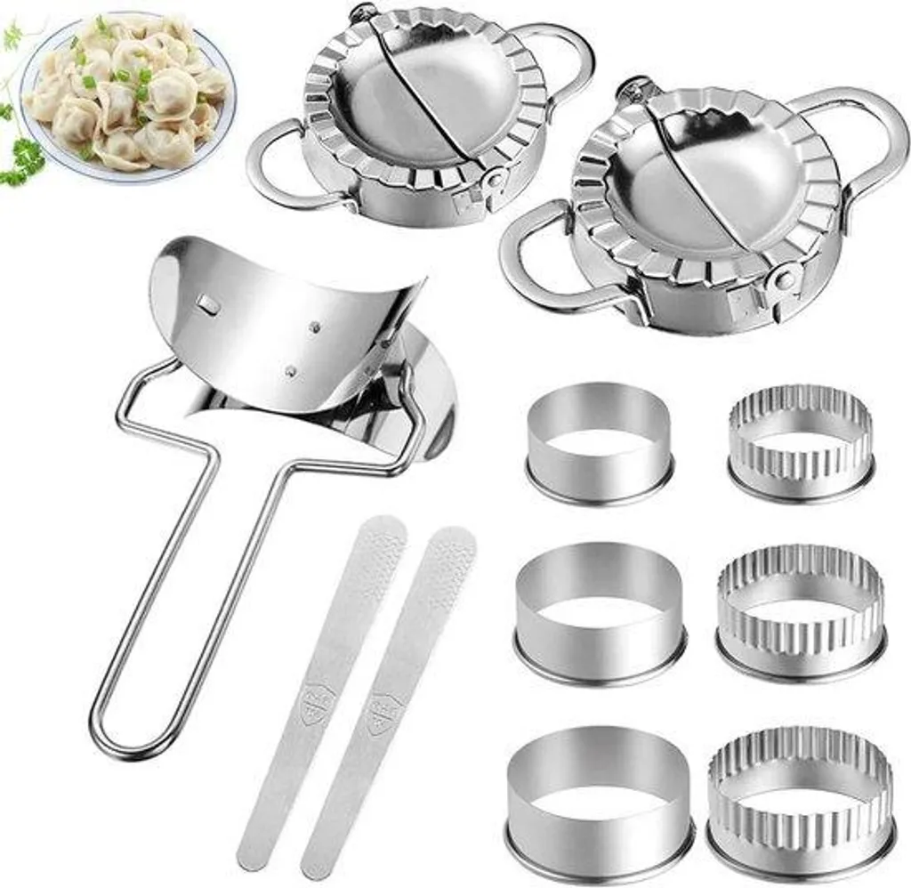 Kit complet de moules à raviolis et emporte-pièces inox multi-tailles
