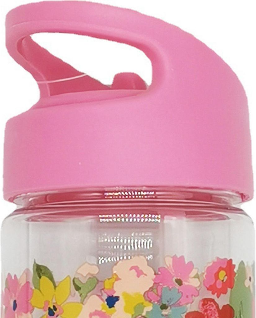 Kinder-Strohbecher, Cartoon, tragbar, niedlich, auslaufsicher, hitzebeständig, Wasserflasche für Baby, rosa Blume, 380 ml