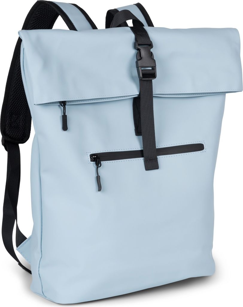 styleBREAKER Uni Rucksack Wasserfest in Seesack Optik, Backpack Einfarbig, Reißverschluss, Schnalle, Laptop Fach 02012408