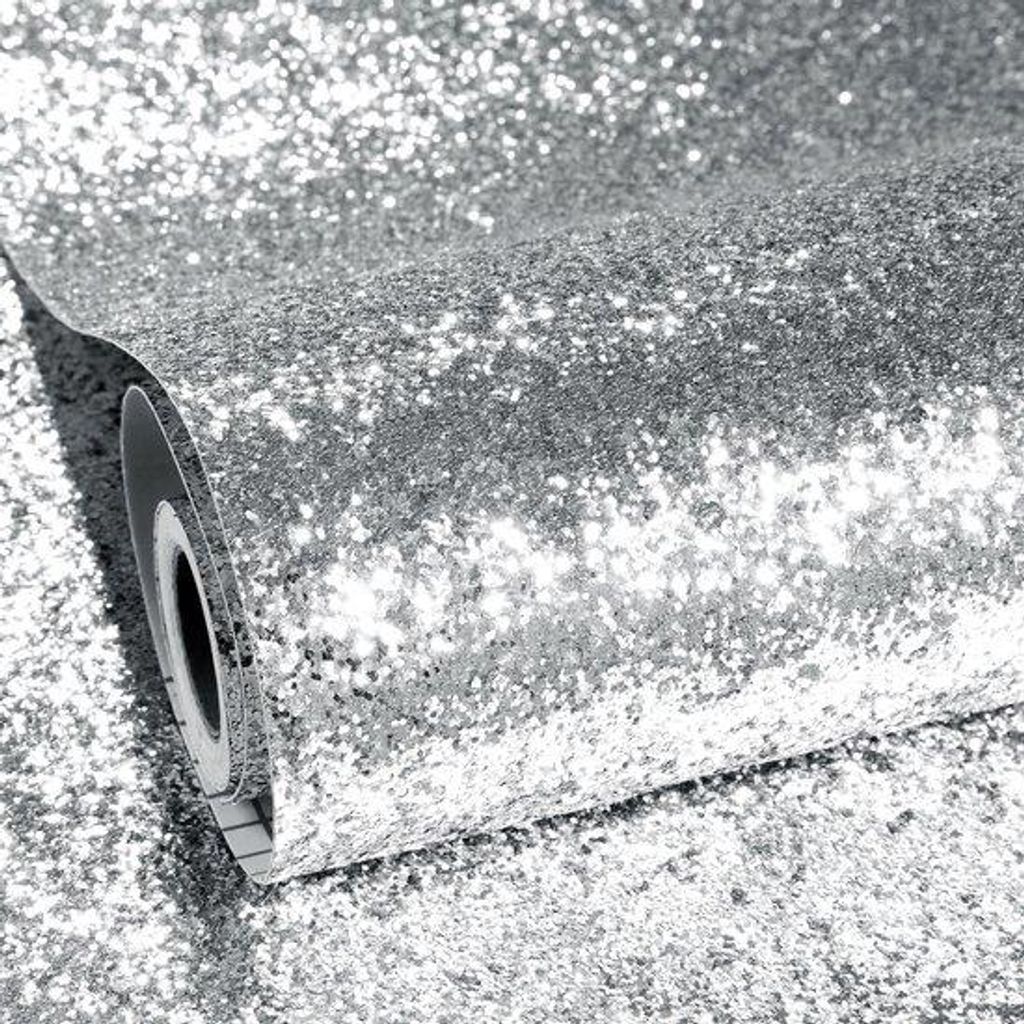 Unyqoos Selbstklebende silberne Glitzerfolie für vielseitige Innenraumdekoration