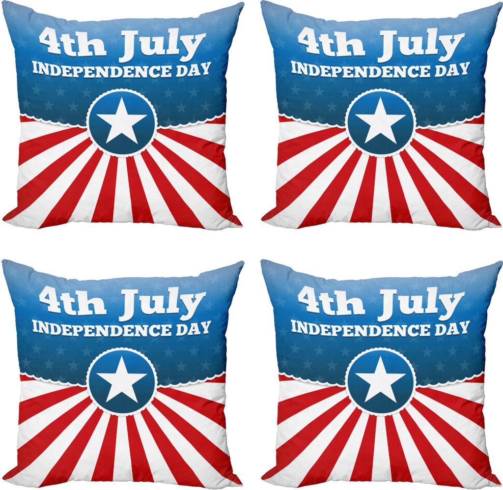 ABAKUHAUS 4. Juli Kissenbezug Set (4 Stück), Stars And Stripes Patriotic, Moderner Doppelseitiger Digitaldruck, 40 cm x 40 cm, Mehrfarbig