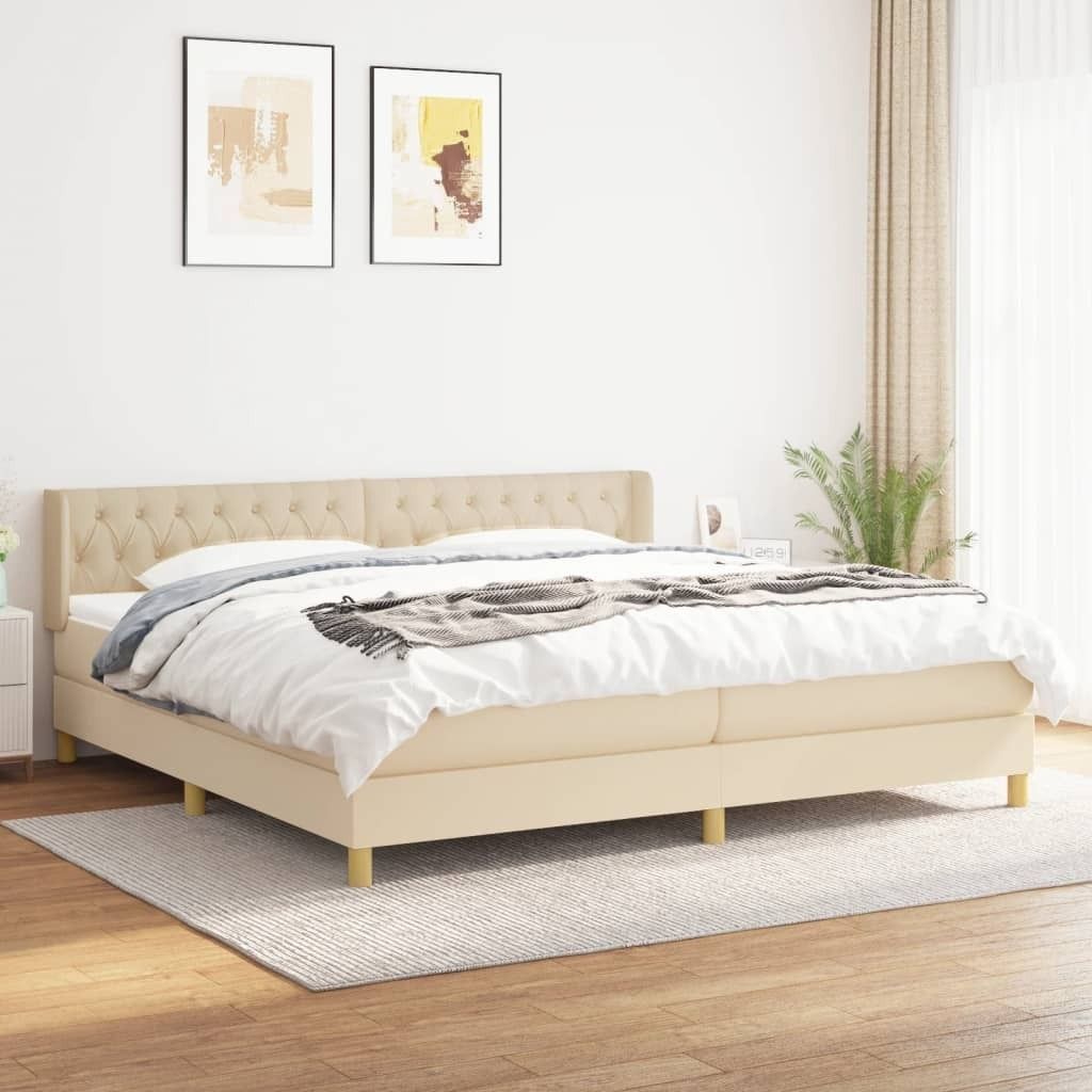 "2026 Promotion" Boxspringbett mit Matratze - Creme 200x200 cm - Stoff - Polsterbett CC6922