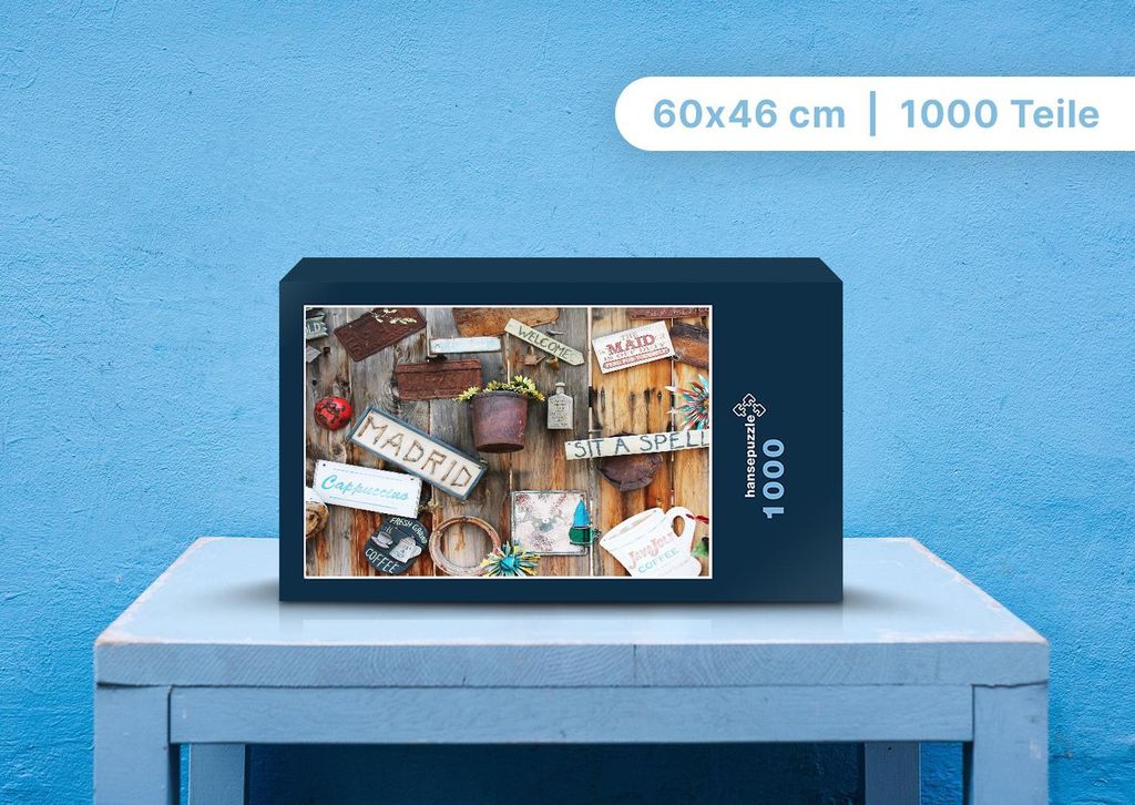 hansepuzzle 106693 - Holzwand Puzzle, 1000 Teile, Hintergründe, 60,0 x 46,0cm mit hochwertiger Aufbewahrung, Kartonbox & Beutel