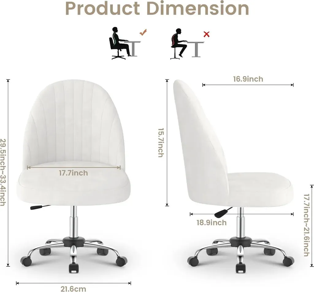 Tabouret à roulettes réglable avec dossier ergonomique blanc moderne