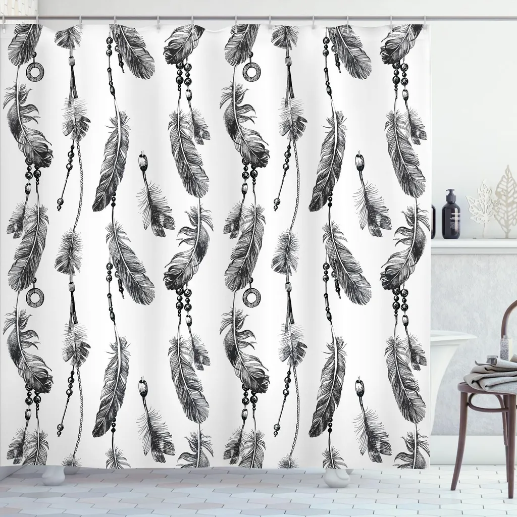 Tenda Doccia Lavabile ABAKUHAUS 175x200 - Motivo Tribale Antimuffa