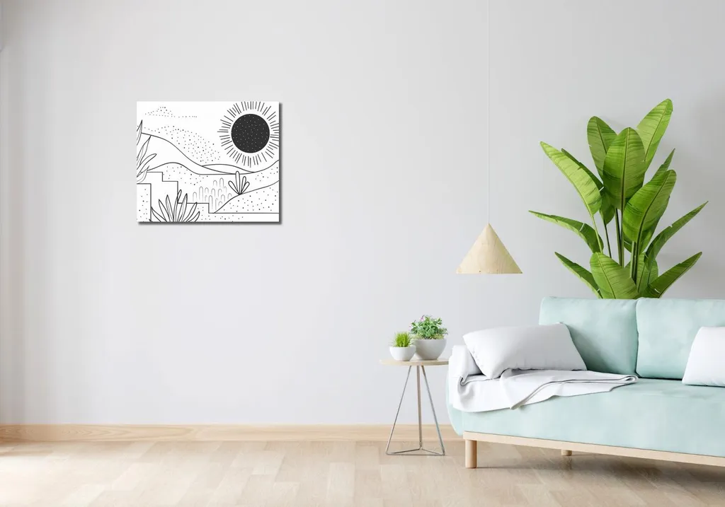 Quadro su Tela 60x50 Paesaggio Lineare - Decorazione Parete Moderna - 2