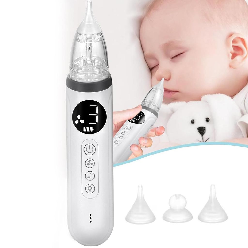 Baby-Nasensauger elektrisch – 3 Silikon-Saugköpfe, Produktbild 