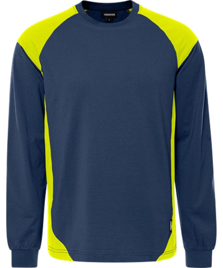 Fristads Langarm-T-Shirt 7071 GTM Marine/Warnschutz-Gelb S