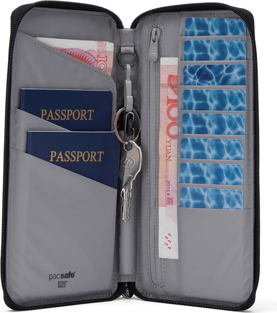 Portafoglio Viaggio Pacsafe RFIDsafe Jet Black - Organizzatore Passaporto - 9