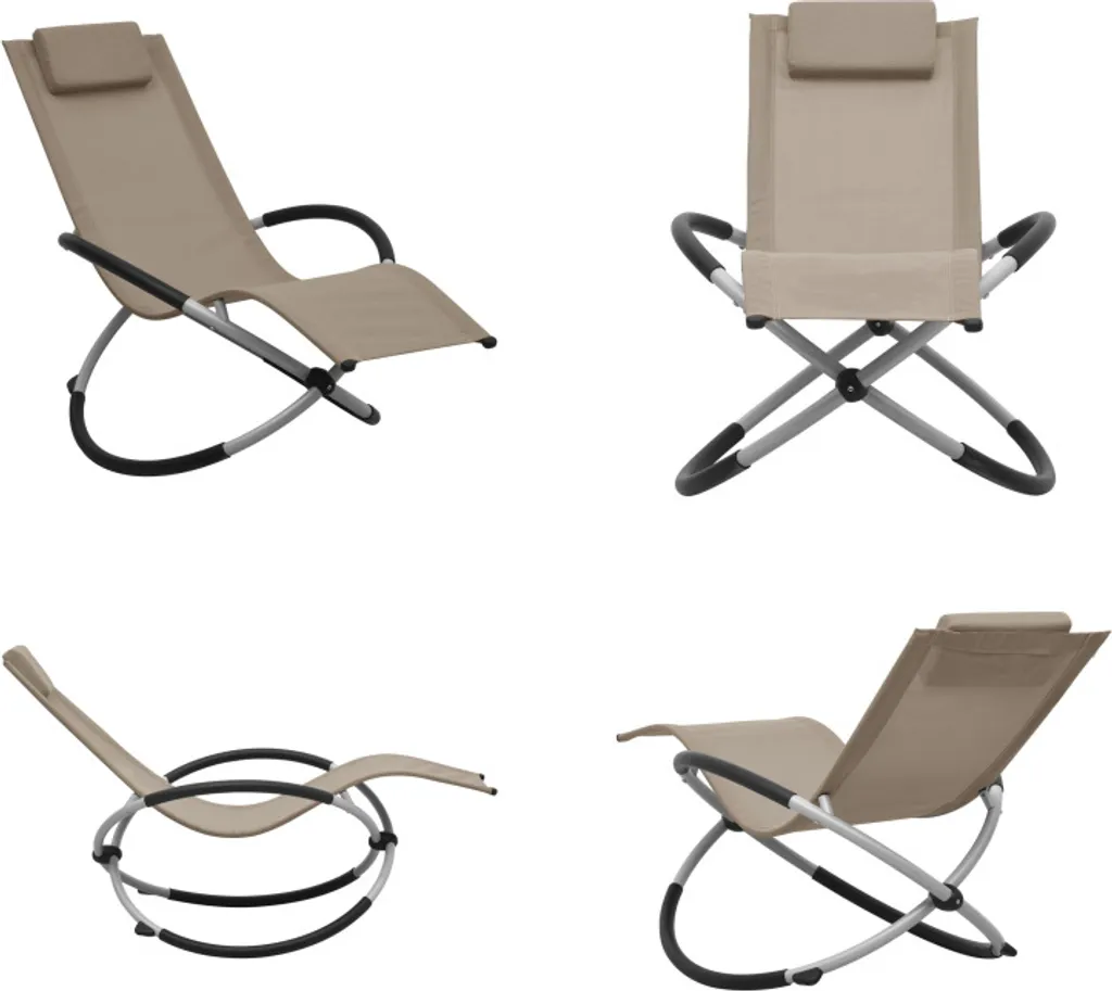 vidaXL Chaise longue pour enfants en acier taupe pliable et légère