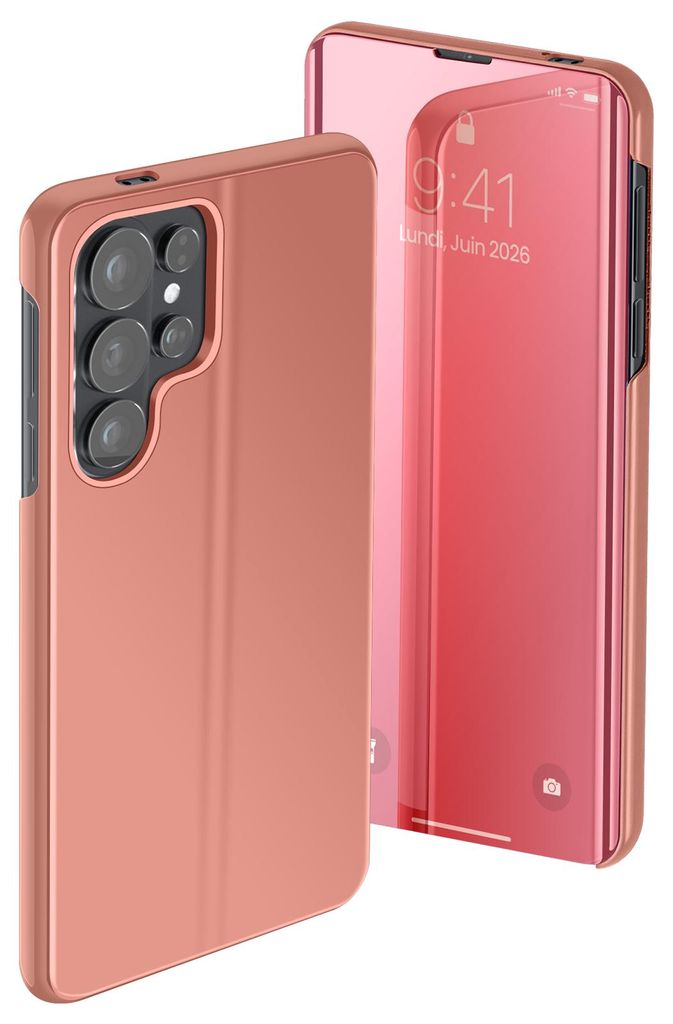 Avizar, Clear View Etui mit Standfunktion für Galaxy S26 Ultra, Rosegold