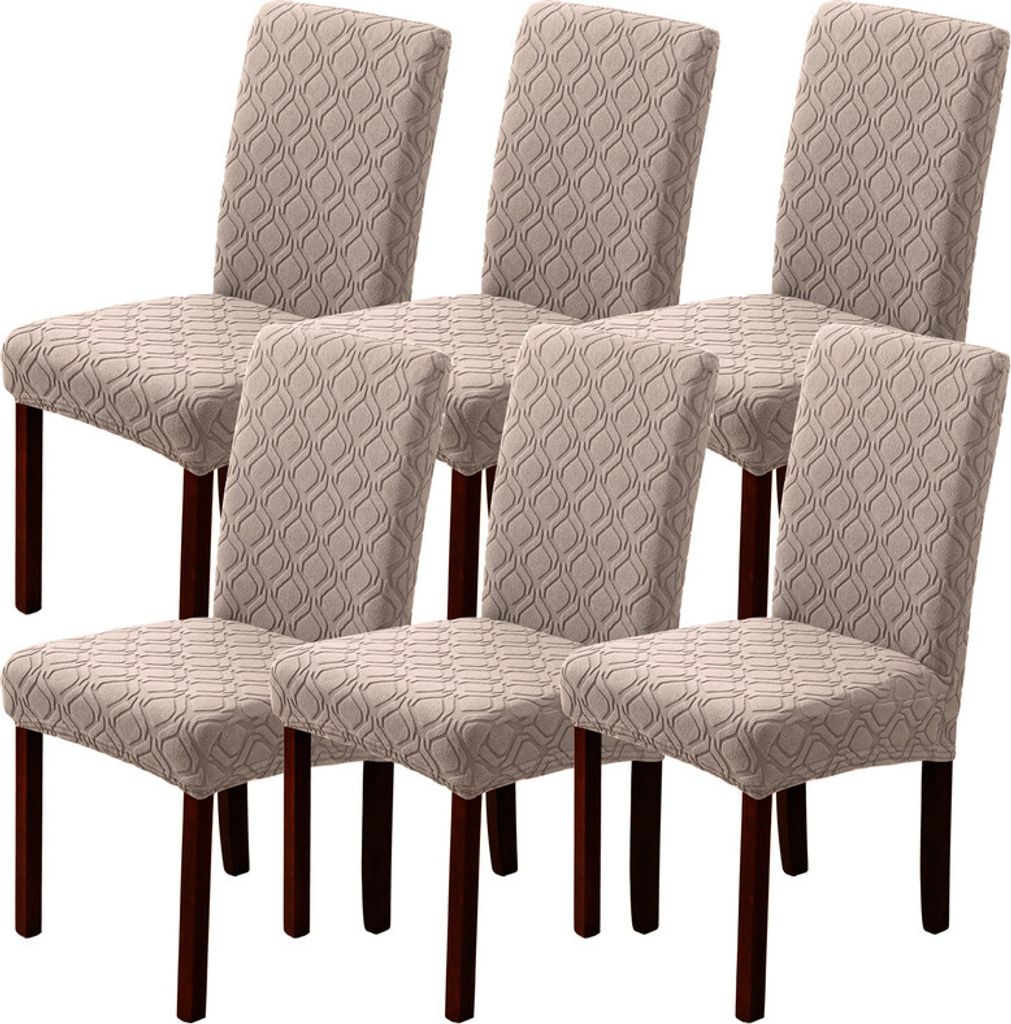 Stuhlhussen 6er Set Universal Stretch Stuhlhussen Moderne Jacquard Husse Abnehmbare Stuhlbezug Abdeckung Esszimmer überzug Bi-Elastic Spannbezug,f...