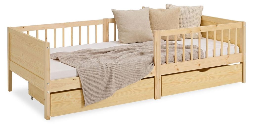 Cadre de lit 90x200 cm avec 2 Tiroirs Lit enfant Naturel Image du produit 