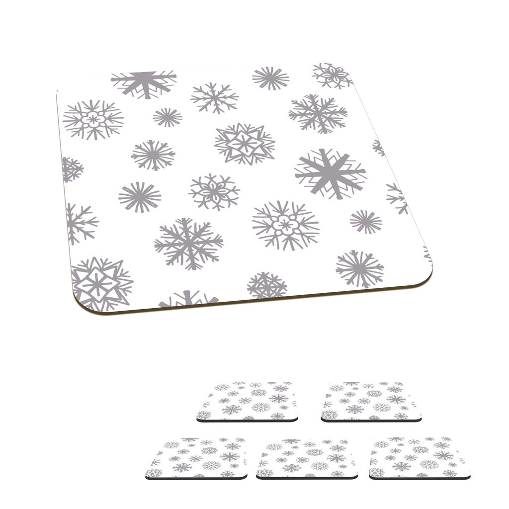 KitchenYeah Glasuntersetzer Quadratisch 6er Set Schneeflocke - Design - Winter 10x10 cm Untersetzer für Gläser - Getränkeuntersetzer - Tischp...