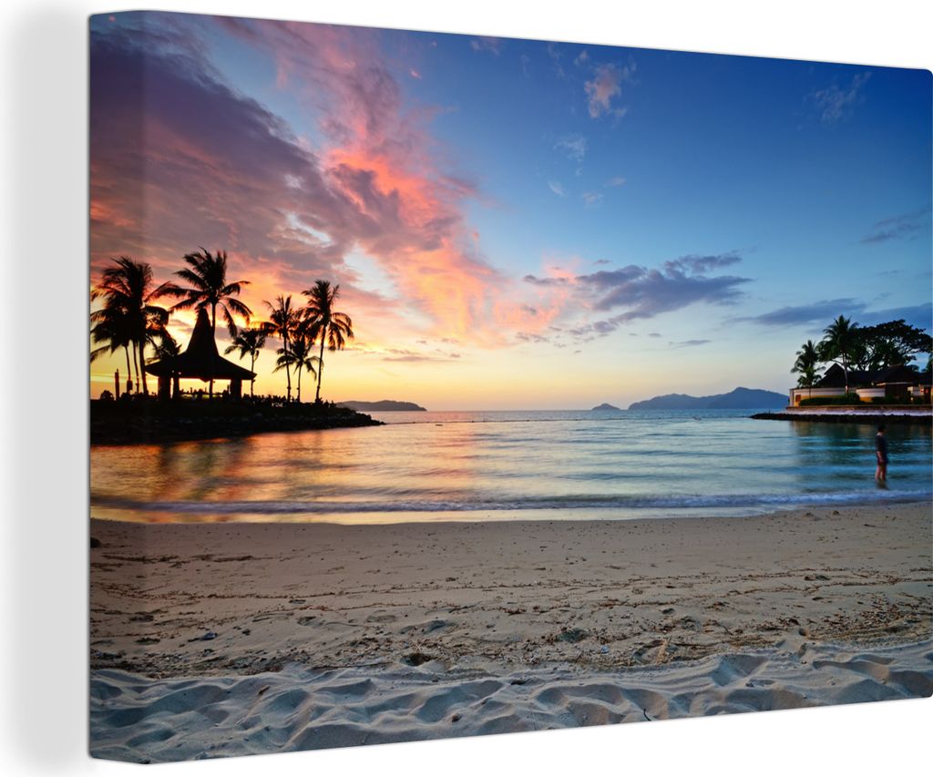 OneMillionCanvasses - Leinwandbilder - 140x90 cm, Strand - Tropisch - Farben, Wandbilder Kunstdruck Wanddekoration - Foto auf Leinwand - Gemälde...
