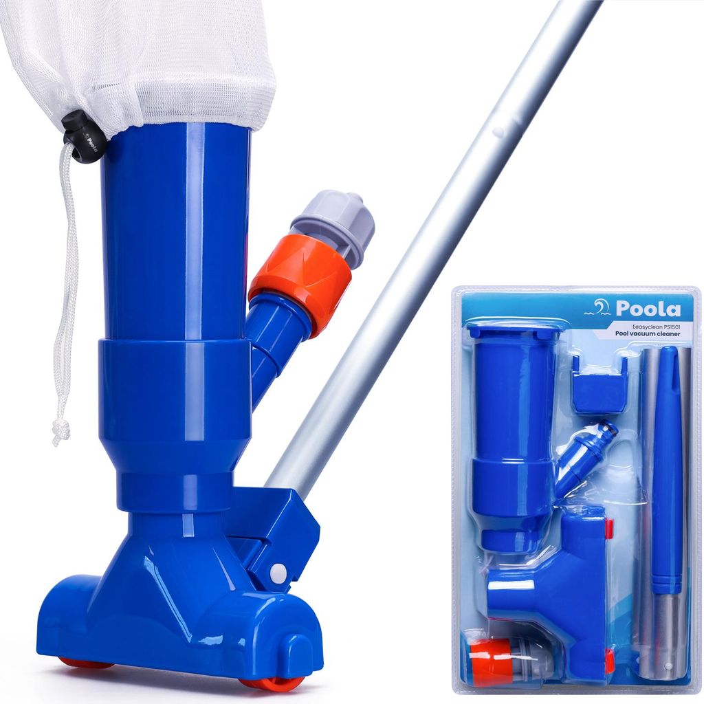 Poola Poolsauger, Poolsauger bodensauger, Poolreiniger inklusive 5-teiligem Aluminiumstiel (140cm), Pool Reinigung