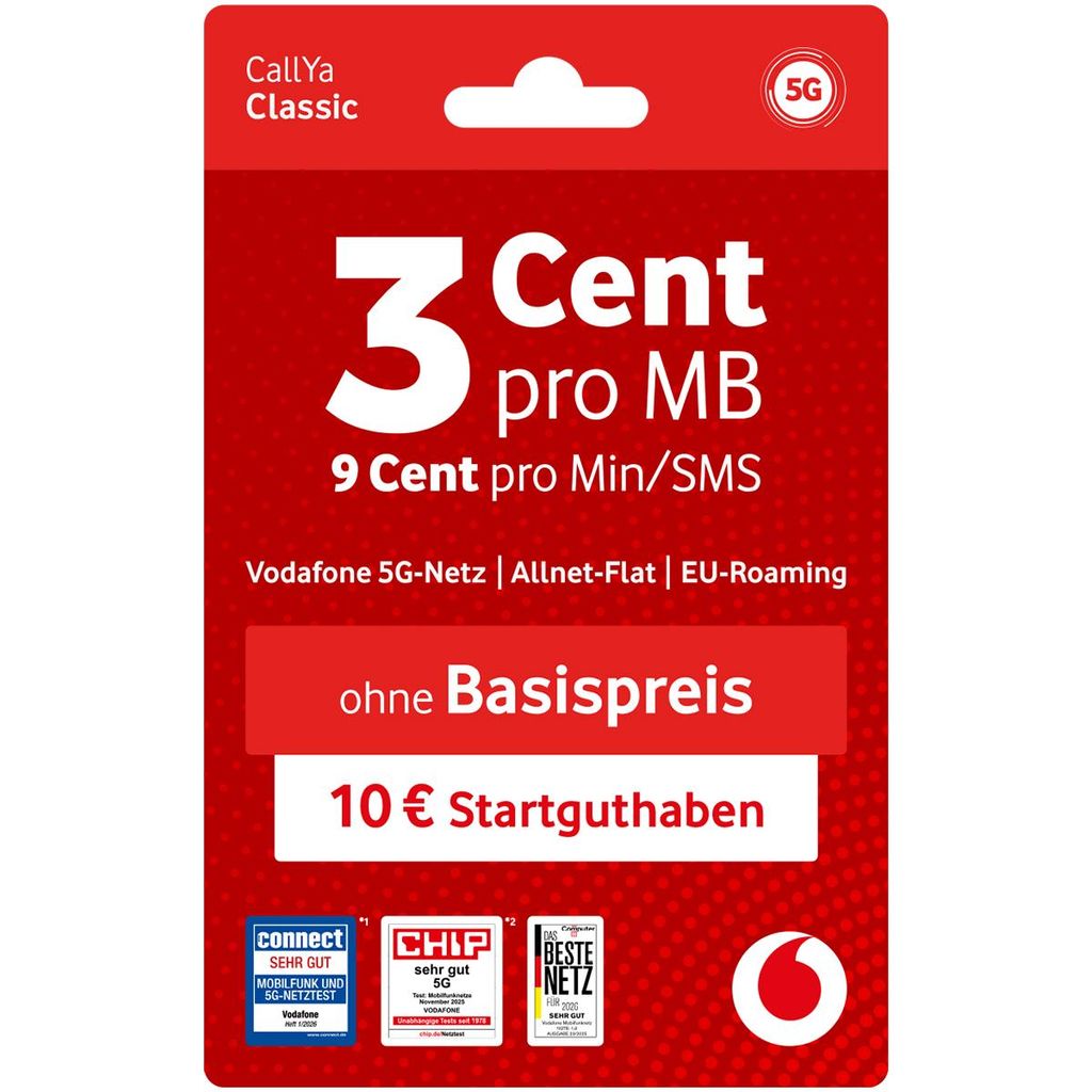 Vodafone Prepaid CallYa Classic|10 EUR Startguthaben|9 Cent Produktbild 