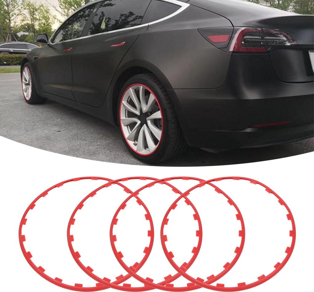 4PCS 20in Felge Schutz Ring Kanten Trim Reifen Dekoration Zubehör Ersatz Für Tesla Model Y Rot