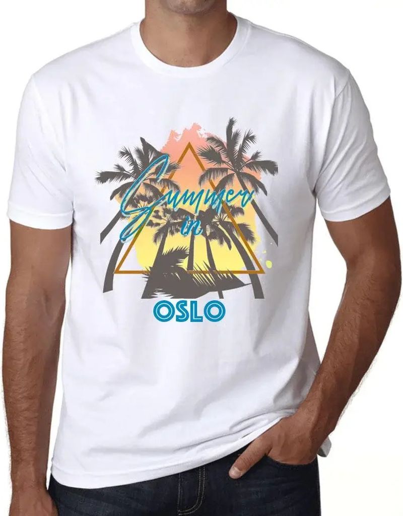 Herren Grafik T-Shirt Palme Sonnenschein Sommer in Oslo – Palm, Sunshine, Summer In Oslo – Öko-Verantwortlich Vintage Jahrgang Kurzarm Lustige...