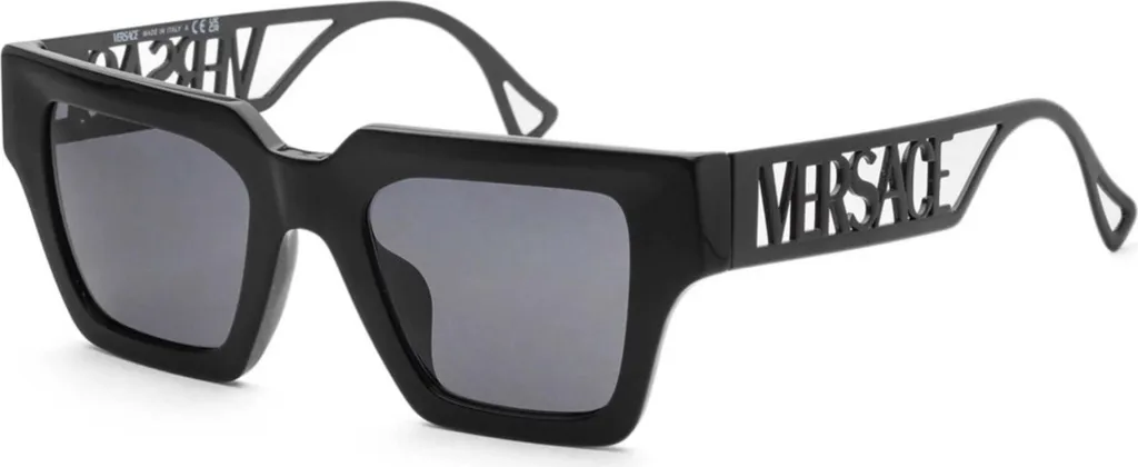 Lunettes Versace VE4431F 538087 Monture Rectangulaire Noire et Or Luxe