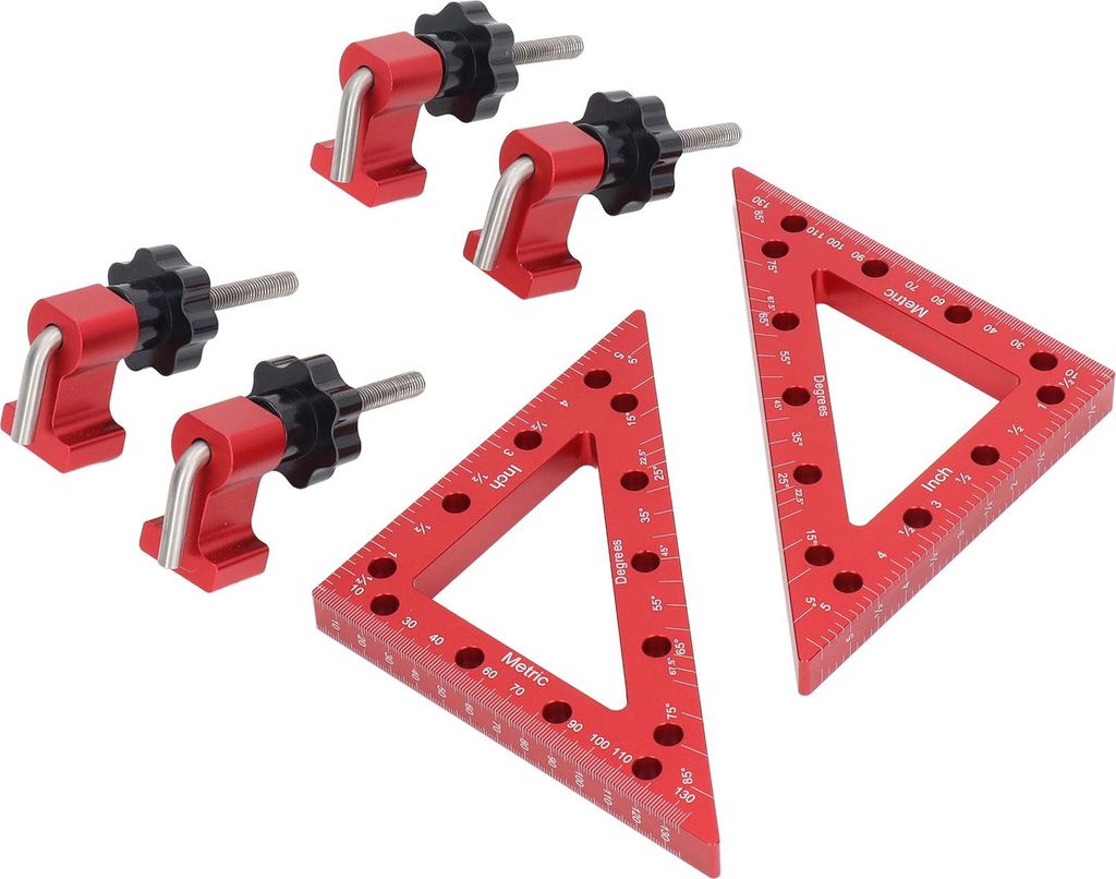 Rote rechtwinklige Positionsklemme, dreieckige Form, hohe Härte, 90-Grad-Eckklemme für die Holzbearbeitung